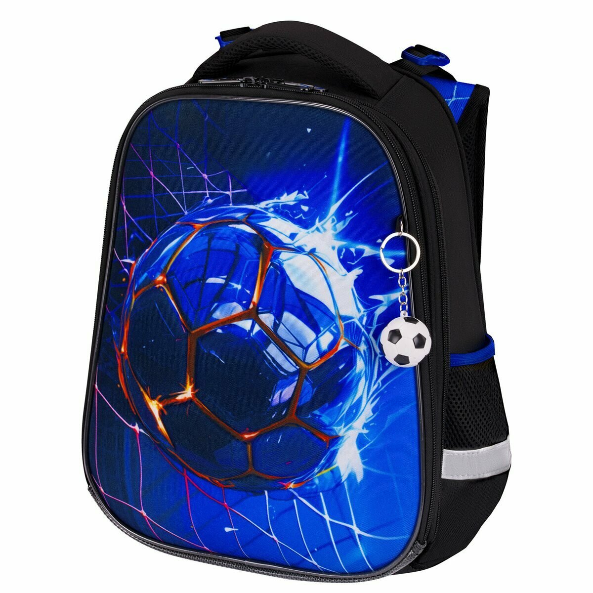 Ранец школьный Brauberg Premium, 2 отделения, с брелоком, "Score goal", 3D-панель, 38х29х16см (273102)