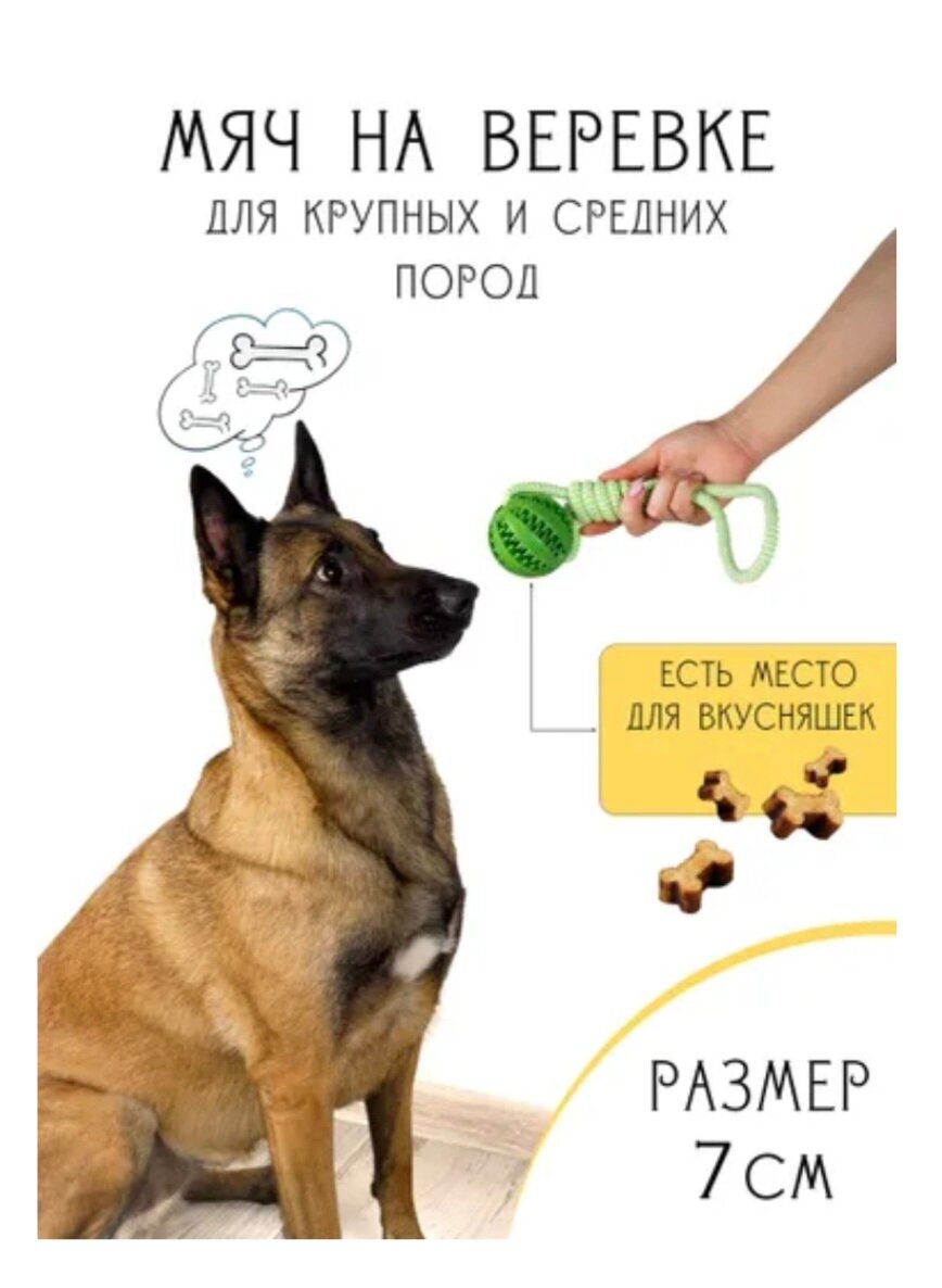 Жевательная Игрушка для Собак "Мячик", Для Чистки Зубов, Зеленый — фото 1