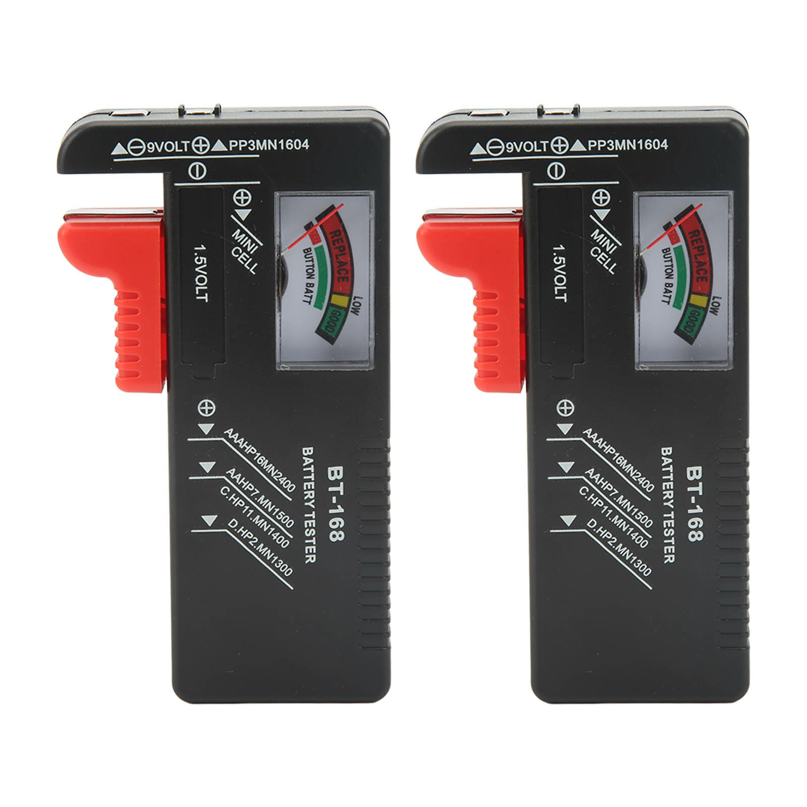 2PCS Pointer Type Battery Tester Portable Button Cell Level Checker for AA AAA 1.5V 9V