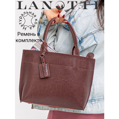 Сумка шоппер LANOTTI, фактура зернистая, коричневый