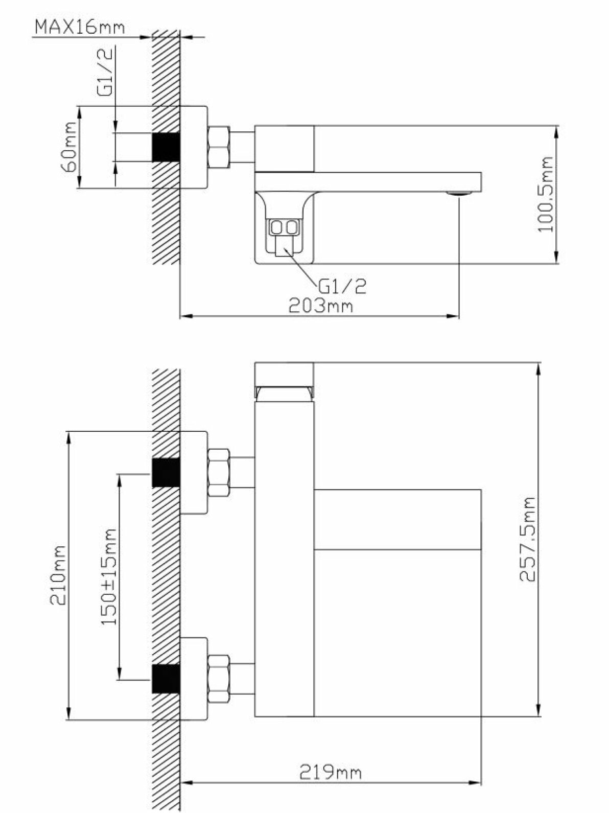 Смеситель для ванной с душем D35-A ECONOCE серия 810 черный (EC0817BL) — фото 1