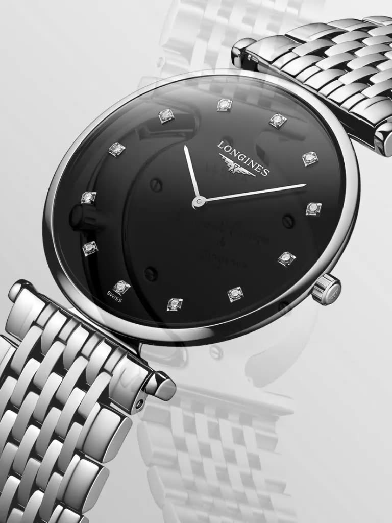Наручные часы LONGINES, серебристый/черный — фото 1