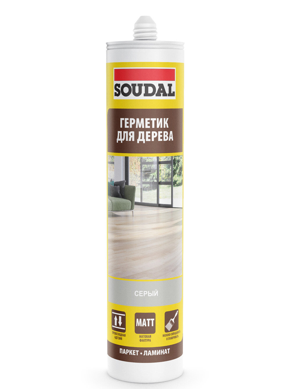 Герметик акриловый паркетный Soudal серый 280 мл