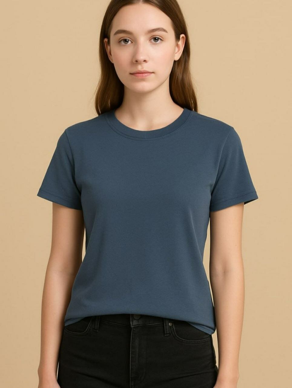 Футболка INK Чёрный, коричневый, молочный, синий, 1 шт., размер Std, синий — фото 1