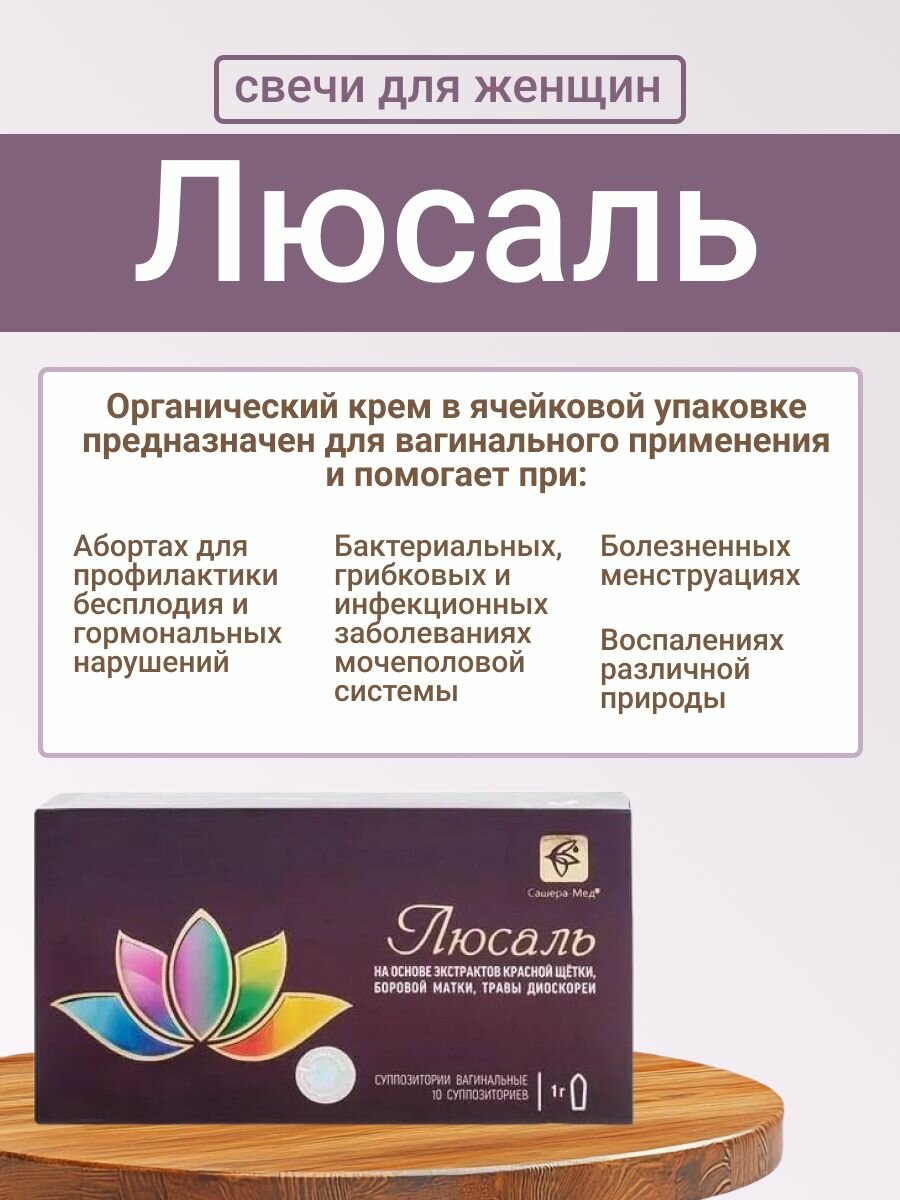 Свечи СашераМед Люсаль для женщин противовоспалительные противогрибковые 10 шт