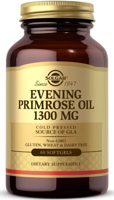 Solgar Evening Primrose Oil, Масло Примулы Вечерней 1300 мг 60 гел. капсул