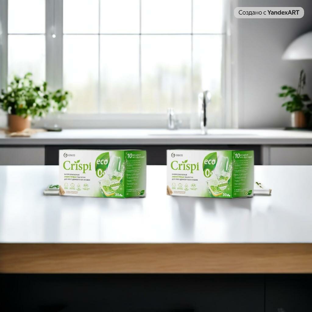 Таблетки для посудомоечных машин Grass eco crispi , экологичные, 30 штук, 2 уп