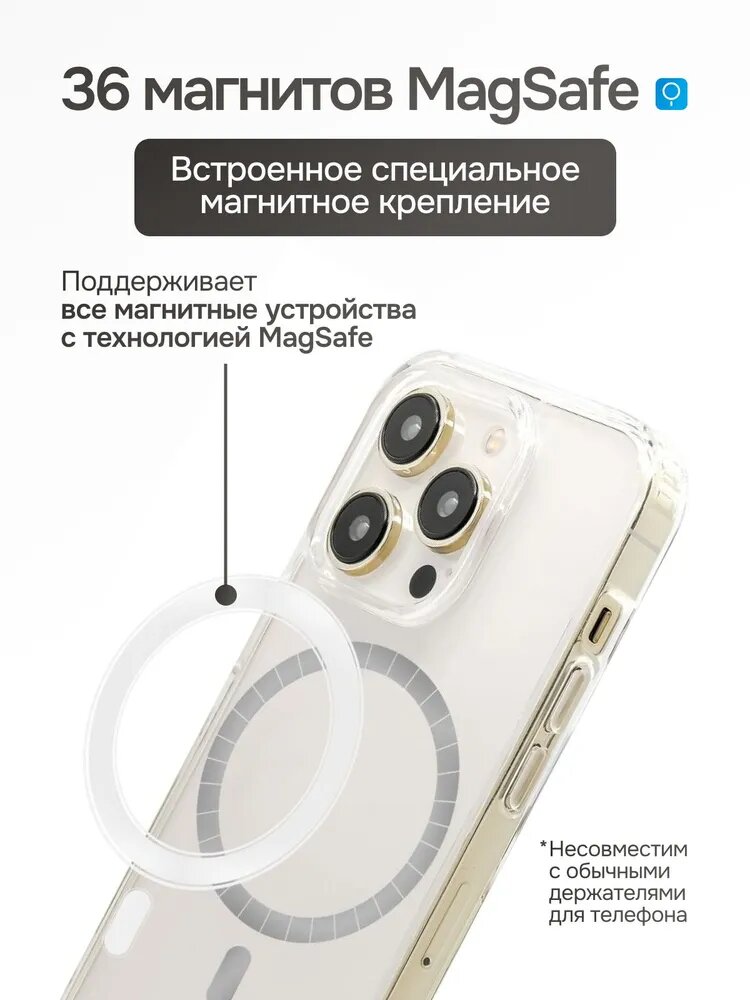 Чехол Прозрачный/Бесцветный с MagSafe для модели телефона Iphone 16 Pro — фото 1