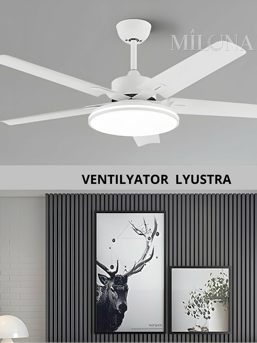 Люстра с вентилятором LED, с пультом,3 режима освещения, 3 режима вращения, для всех комнат