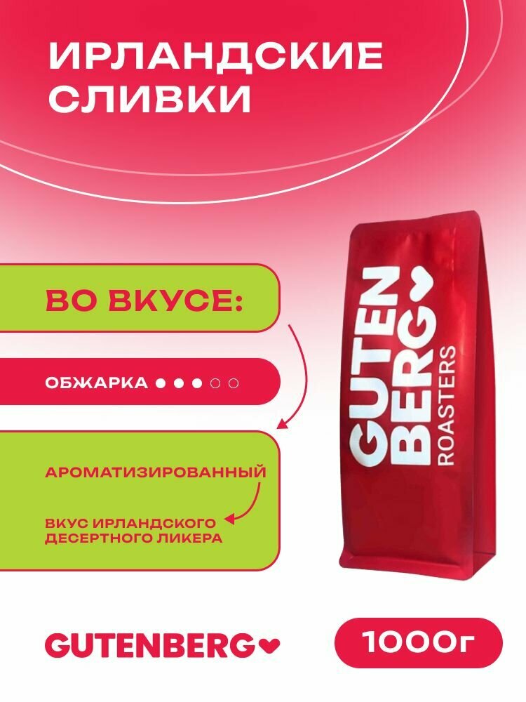 Кофе в зёрнах Gutenberg ароматизированный Ирландские сливки, 1 кг