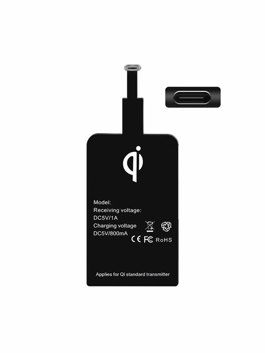 Приемник-адаптер QI беспроводной зарядки для смартфонов на Android с разъемом Micro-USB type C