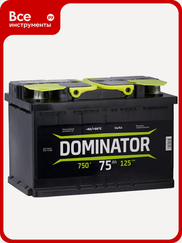 Изображение товара Аккумулятор DOMINATOR 6 СТ 75 Ач обратная полярность, кальциевая технология, стандартные клеммы