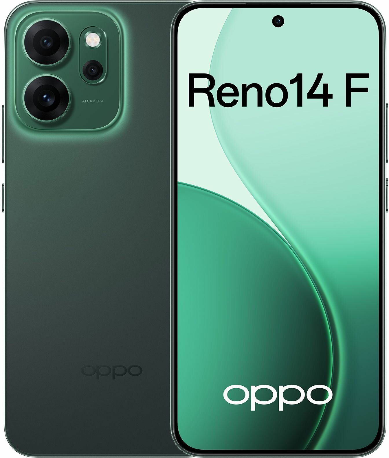 Смартфон Oppo Reno14 F 256Gb 8Gb зеленый 3G 4G 2Sim 6.57" AMOLED 1256x2760 And15 50Mpix 802.11 a/b/g