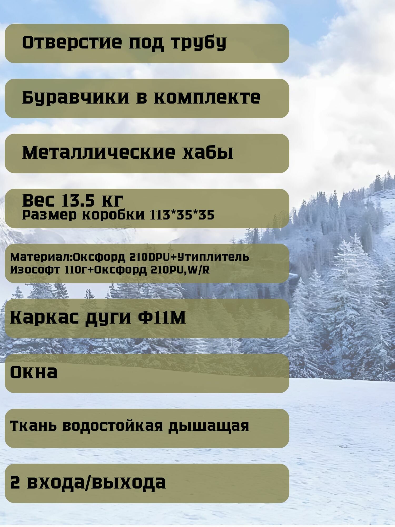 Трехслойная зимняя палатка 2017МС — фото 1