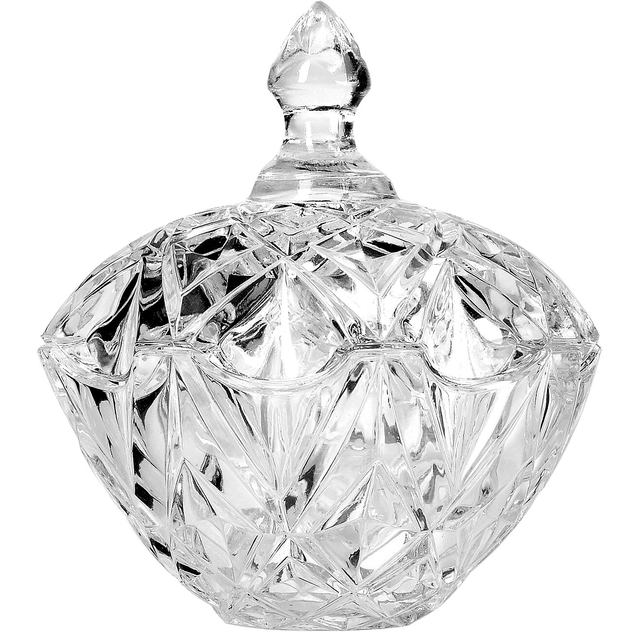 Конфетница стеклянная с крышкой фигурная форма в подарочной упаковке