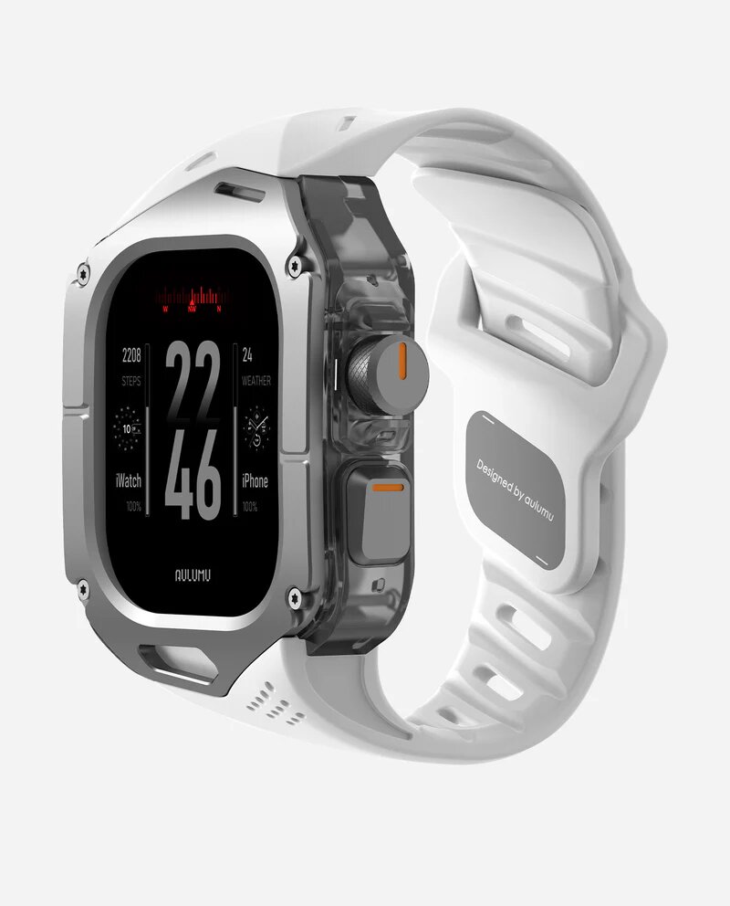 Титановый кейс с ремешком Aulumu A01 для Apple Watch Ultra 1/2, 3, 49mm, белый