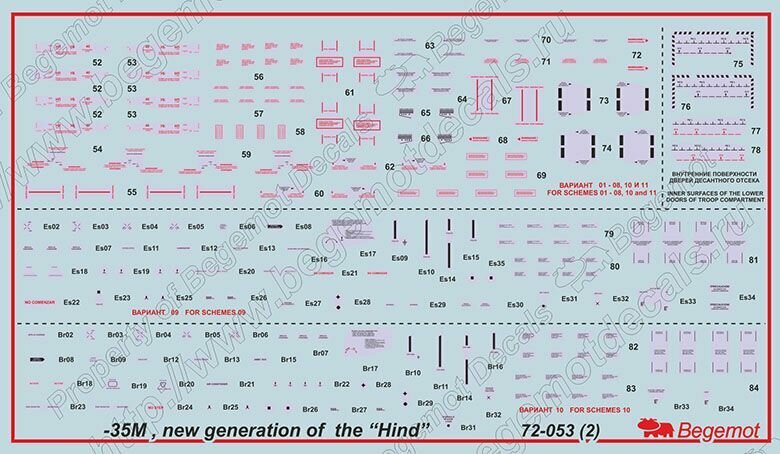72-053 Деколь (Декаль) для сборной модели "Миль Ми-35М" 1/72 (BEGEMOT) — фото 1