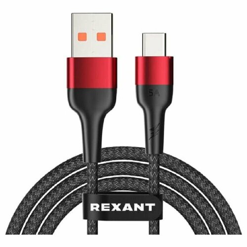 Rexant кабели 18-7066 Кабель USB-A Type-C 5А 50Вт 1м в черной нейлоновой оплетке 668₽