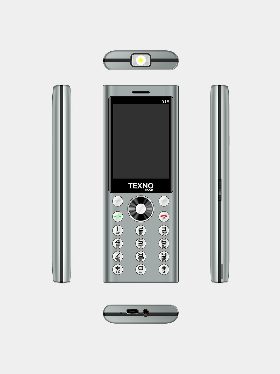 Телефон кнопочный Texnomax 015, FM-радио, MP3, 1 SIM, 1,77" экран, бежевый