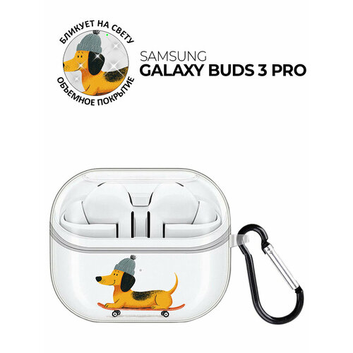 фото Чехол на samsung galaxy buds 3 pro с принтом "такса-экстремал" прозрачный bestluck