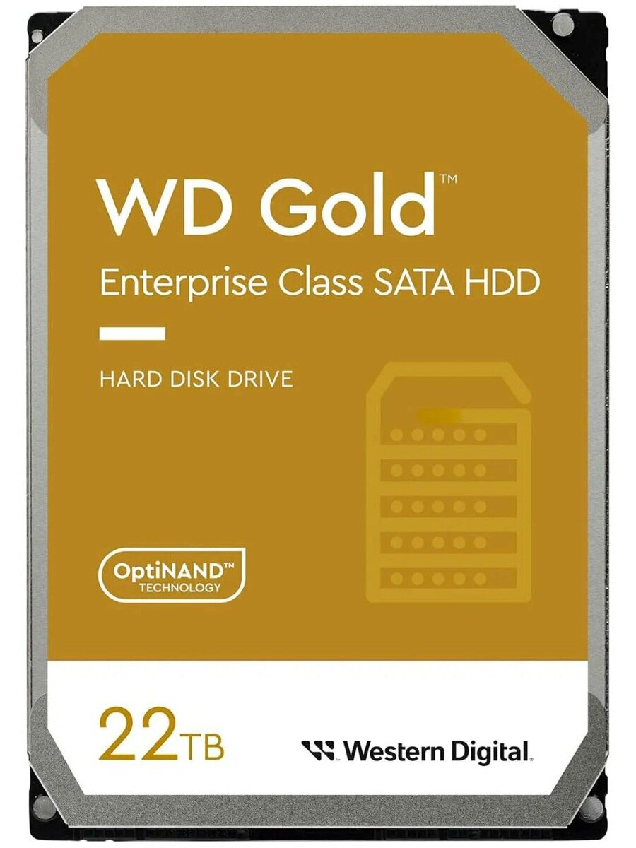 Жесткий диск WD Gold WD221KRYZ, для ноутбука и ПК, 22ТБ, 3.5", 7200 об/мин, 9.3Вт