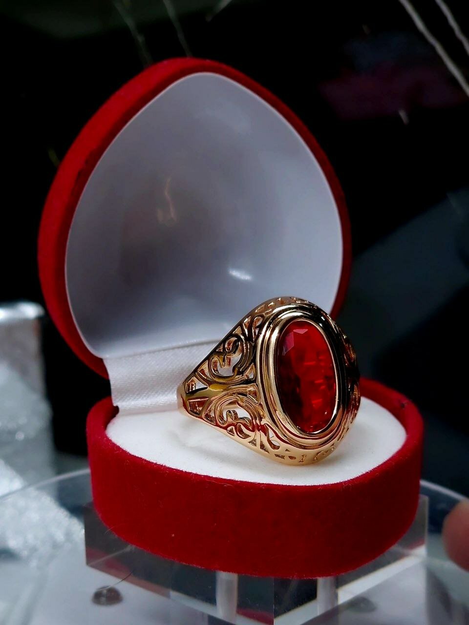 Кольцо, фианит, размер 18, золотой — фото 1