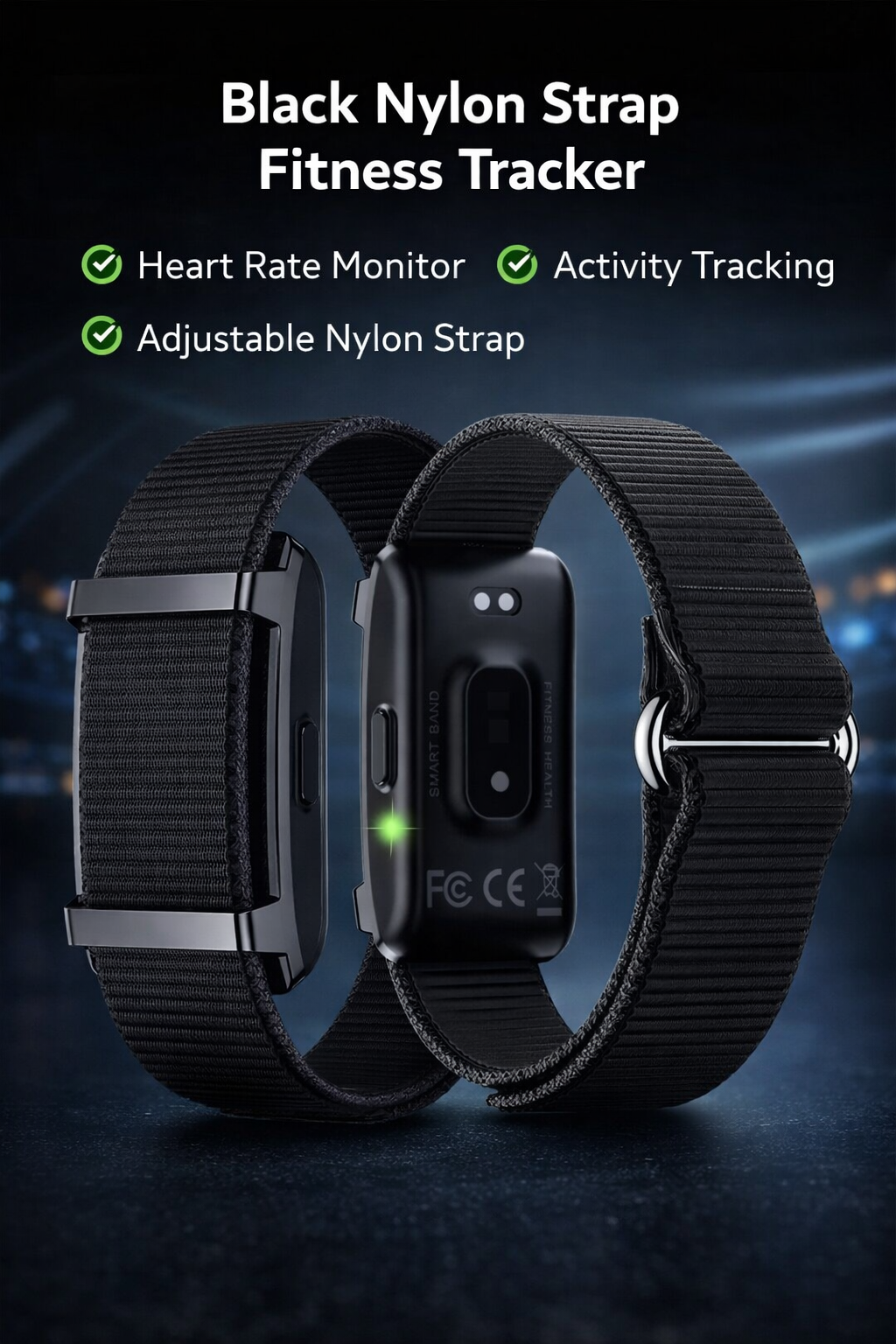 Фитнес-браслет, металлический, с пульсометром, водонепроницаемый, черный