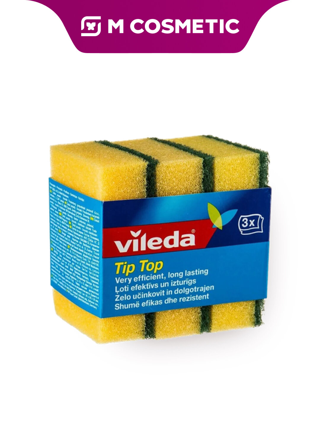 Губка ТИП ТОП для мытья посуды 3 шт Виледа классическая кухня