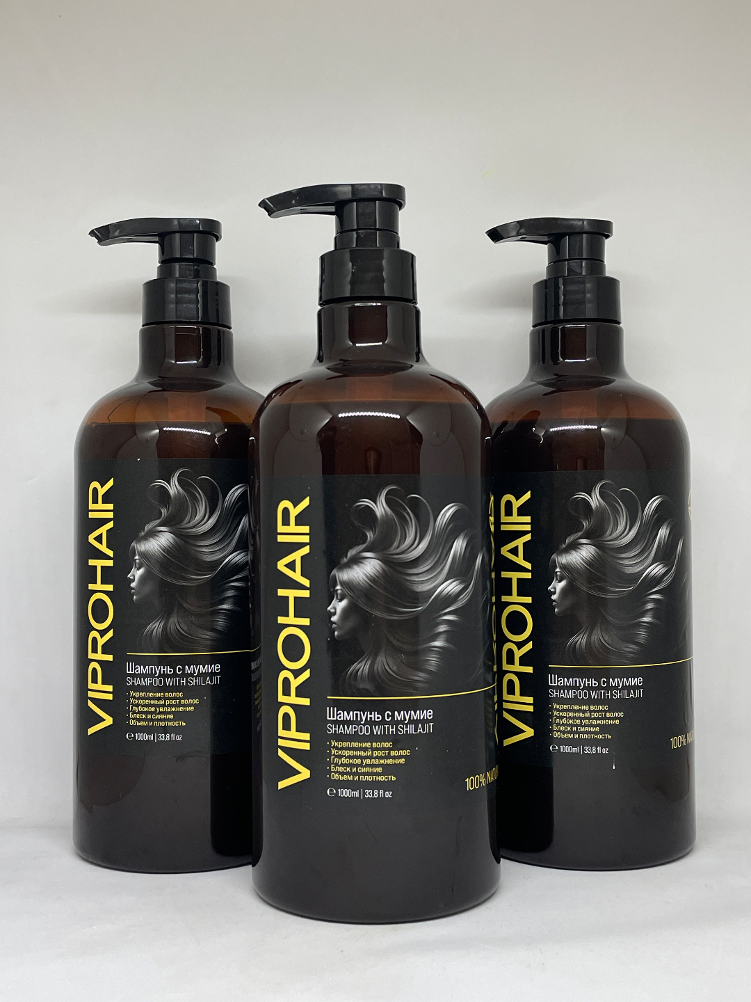 Шампунь VIPROHAIR, с мумиё, для всех типов, против выпадения волос, 1000 мл — фото 1