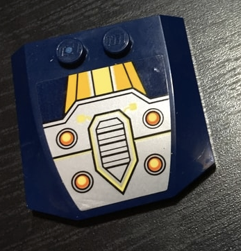 Wedge 4 x 4 x 2/3 Triple Curved with Silver Panel with 4 Yellow Lights Pattern (Sticker) - Set 70322, 45677pb101 Dark Blue U