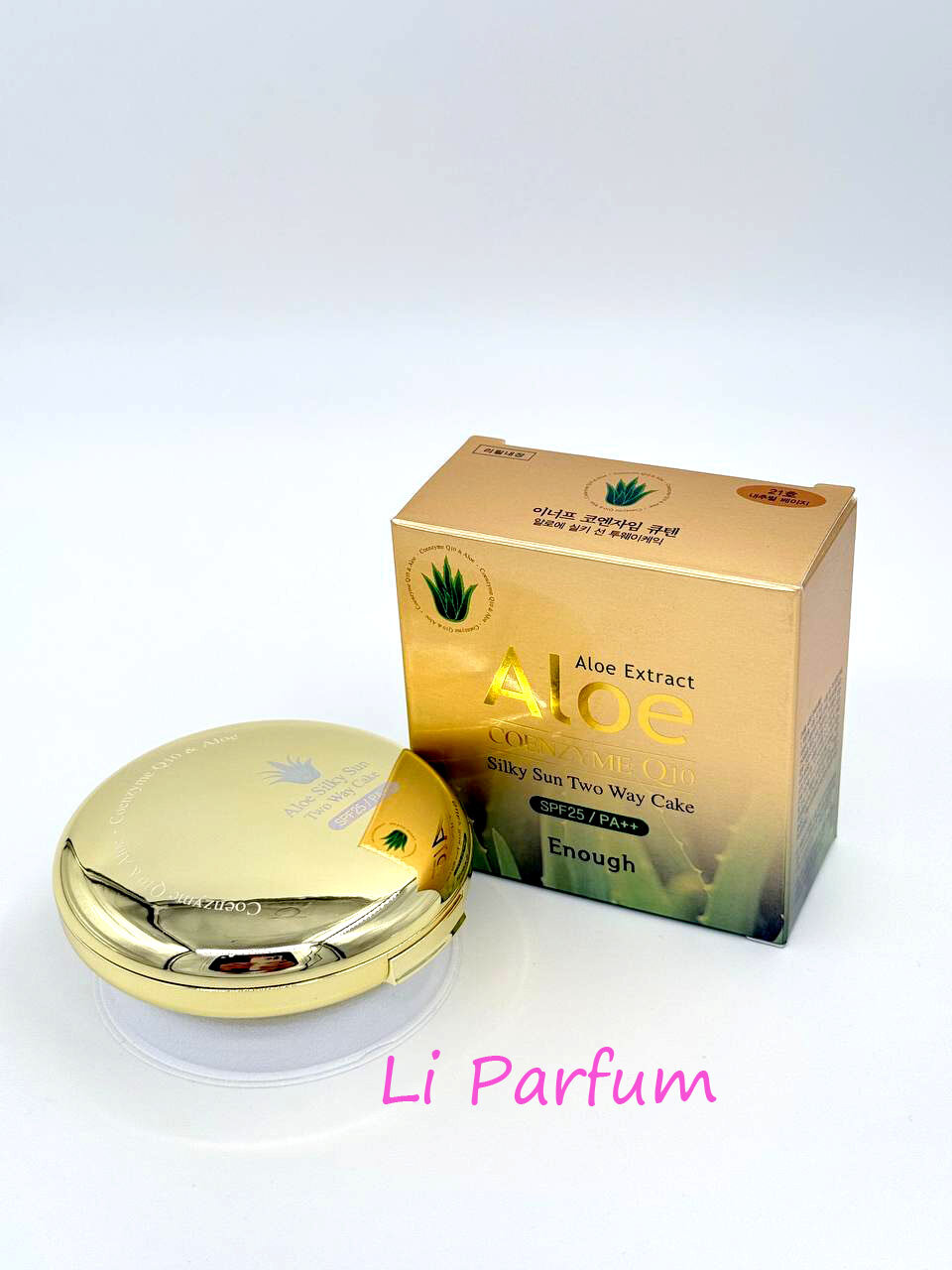 Матирующая пудра Enough Aloe Extract Q10 SPF25/PA++ тон 21, компактная, с зеркалом и спонжем, 13г+рефил 13г — фото 1