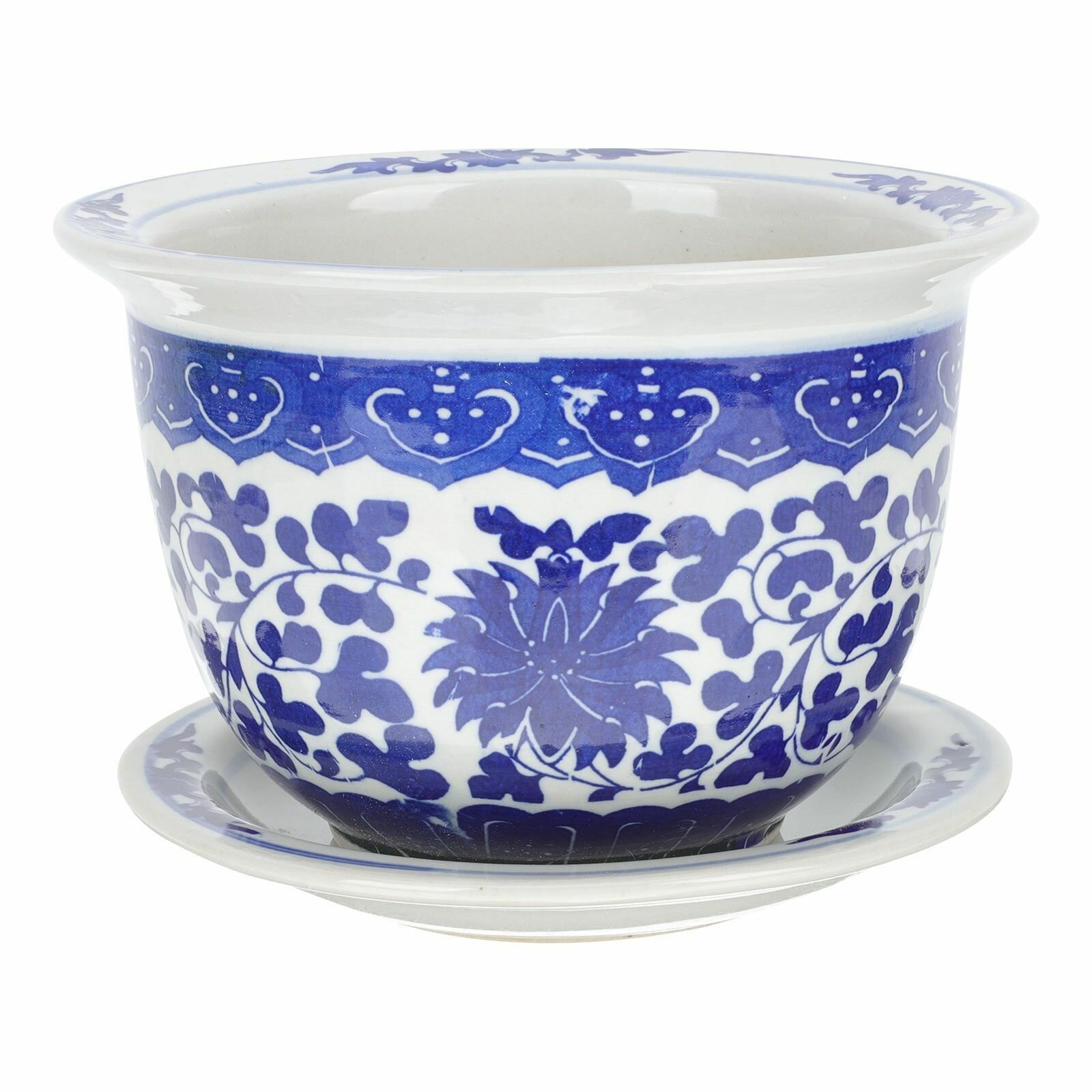 Голубой Керамический Цветочный Горшок Для Внутренних Растений 17.00X17.00X12.00Cm