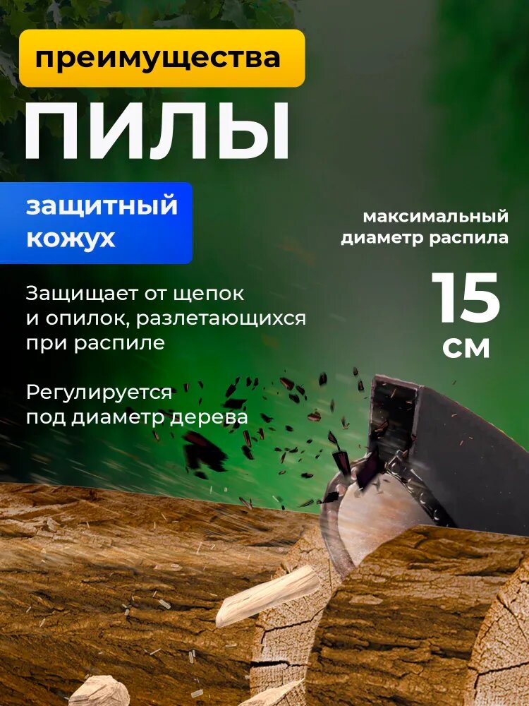 Пила аккумуляторная цепная 6 дюймов, 2 АКБ, кейс (мини пила, бесщеточная, электропила) — фото 1