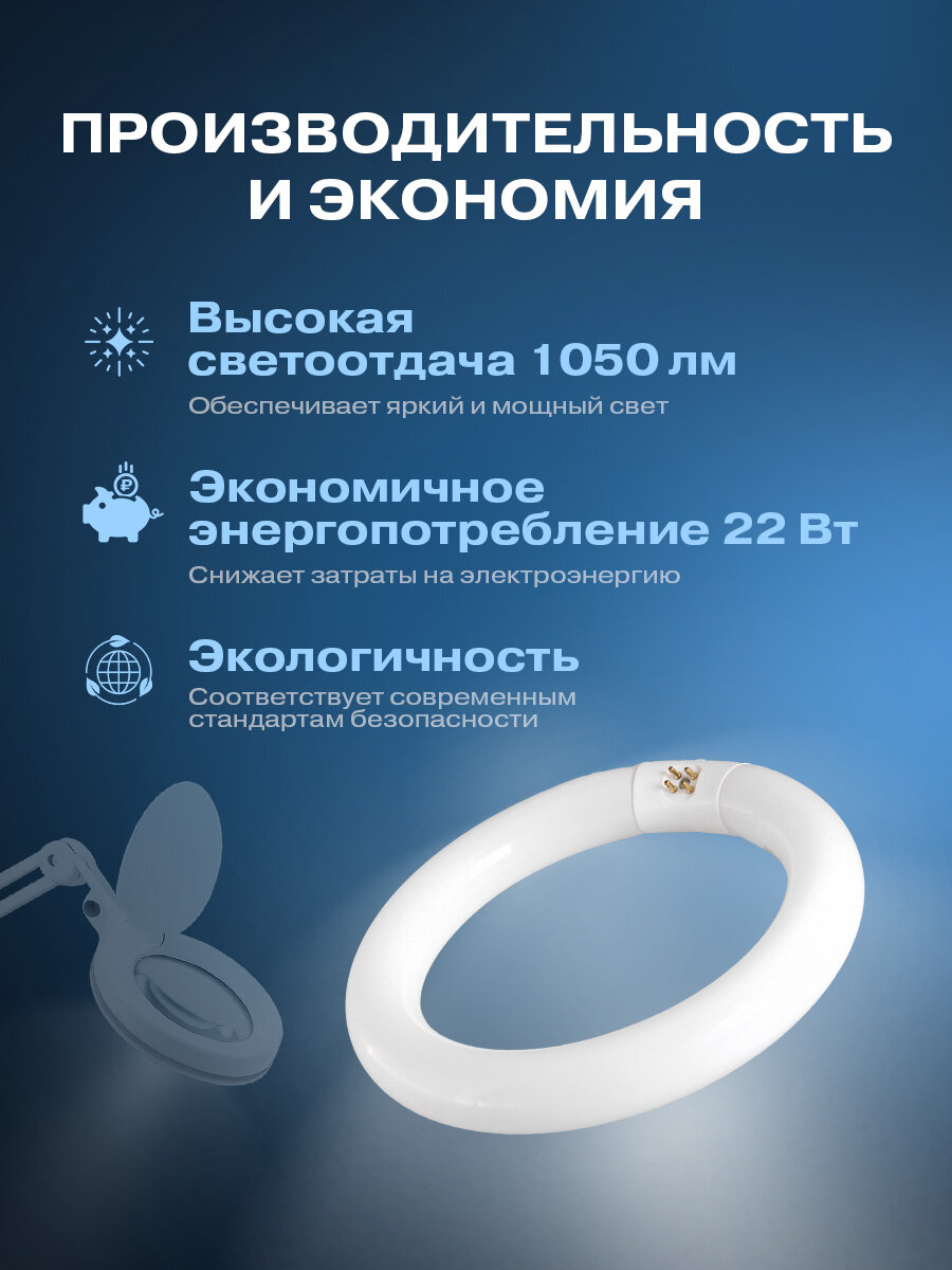 Изображение Сменная люминесцентная лампа для установки в лампы-лупы, диаметр трубки 30 мм, кольца 208 мм REXANT