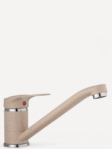 Изображение товара Смеситель для раковины с длинным изливом и шаровой ручкой с прорезью, бежевый с разноцветными вкраплениями