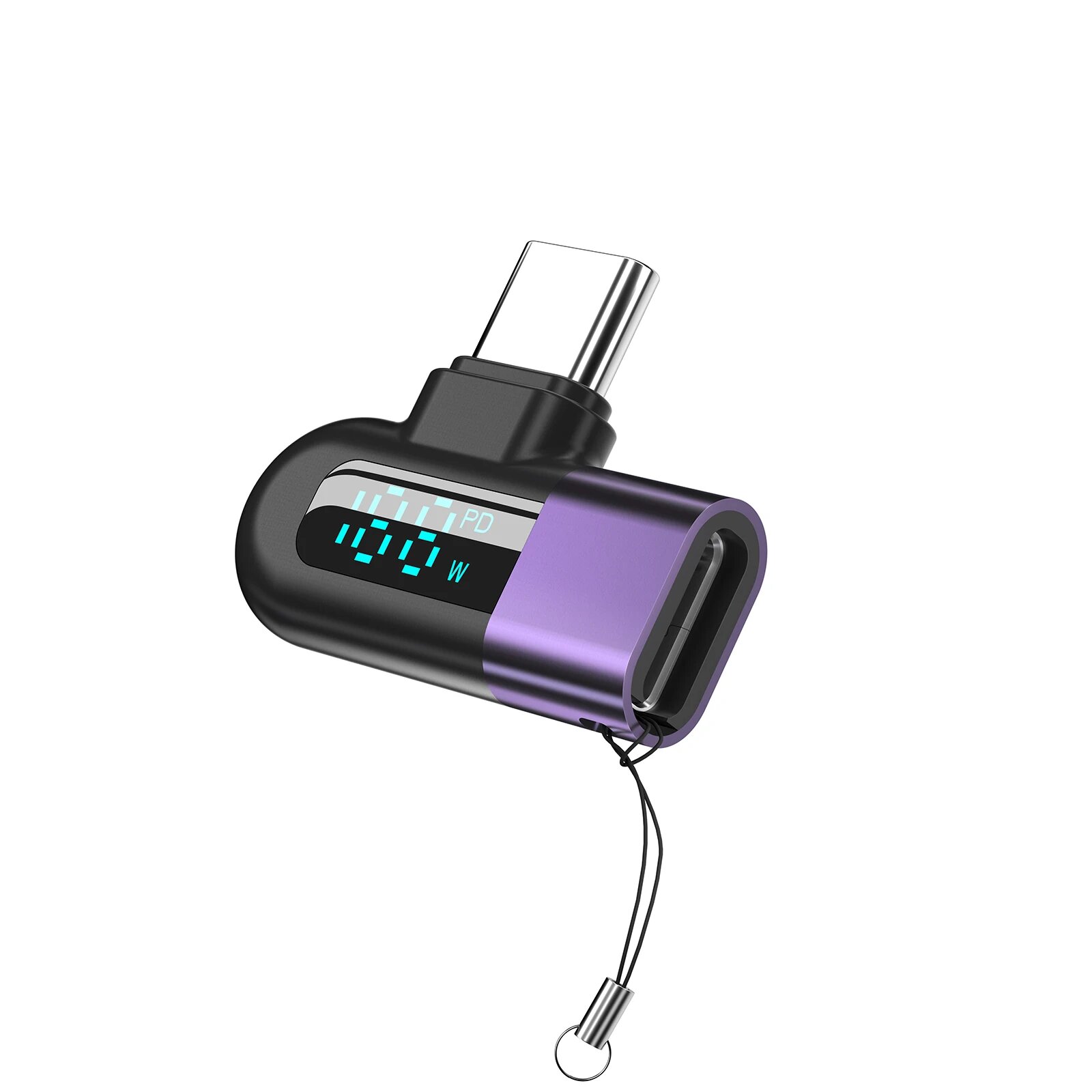 Адаптер USB-C PD120W OTG с цифровым дисплеем, угловой (90 градусов), Type-C на Type-C для Purple