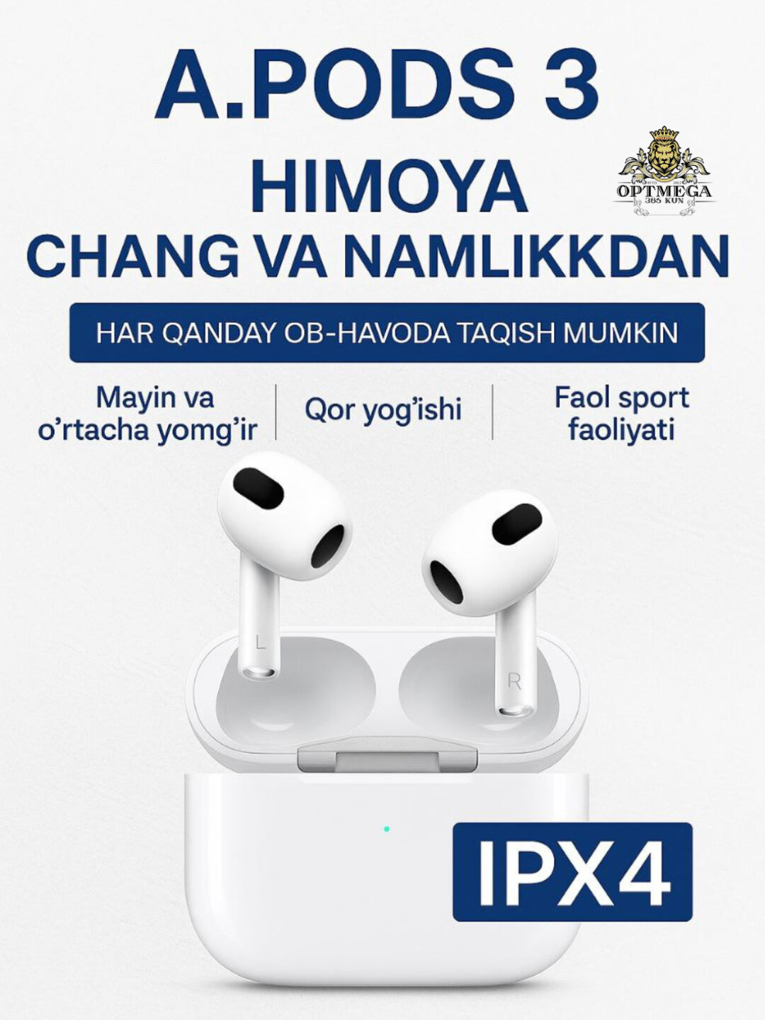 Наушники беспроводные Pods 3 Premium, для iPhone и Android, сенсорные, Airpod, Airpods