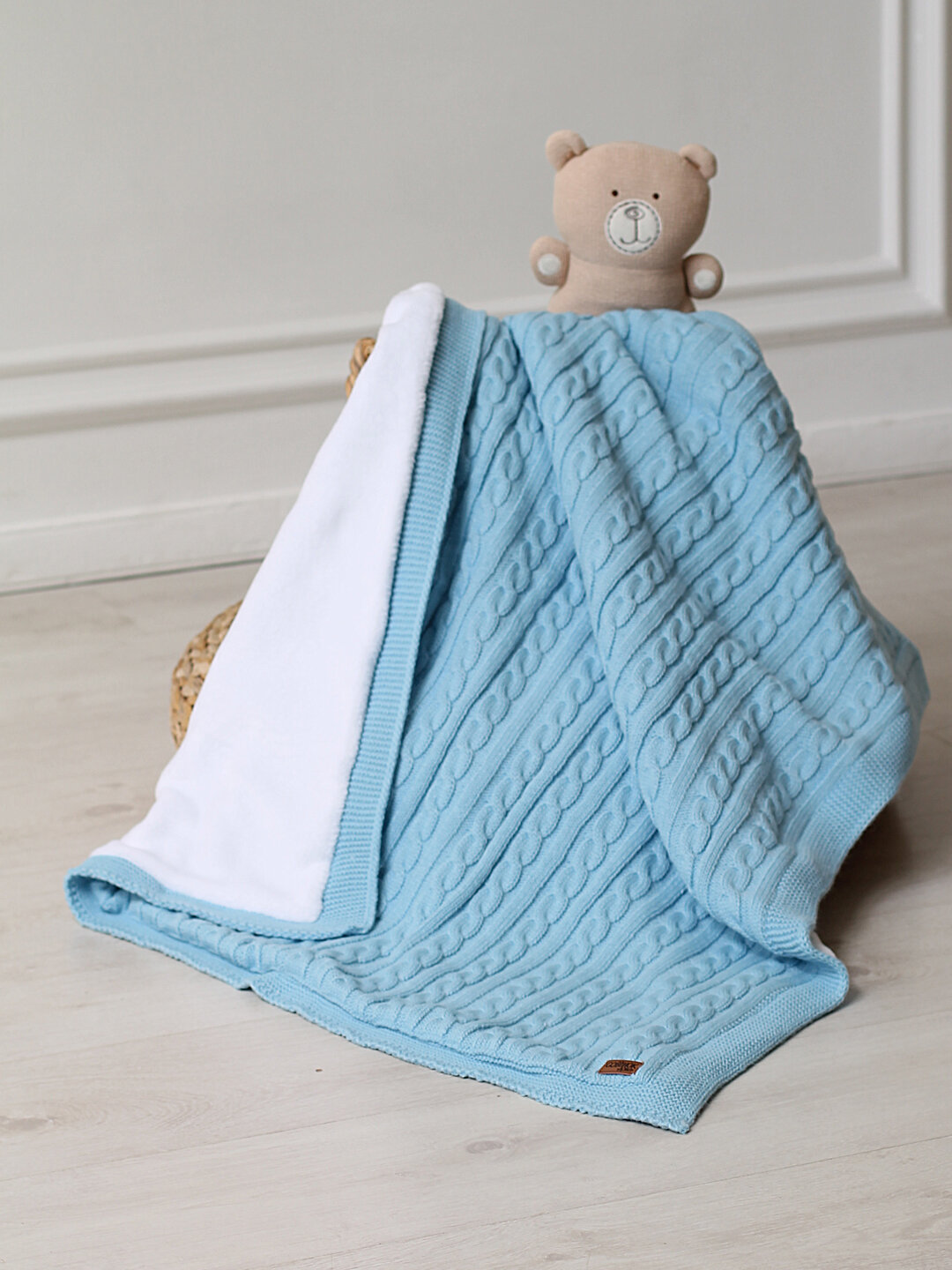 Плед вязаный, утепленный Совенок Дона