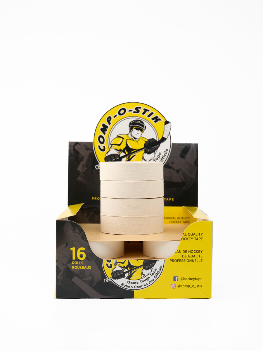 Лента хоккейная Comp-o-stik, для клюшки, 24 мм x 20 м, белая, набор 16шт