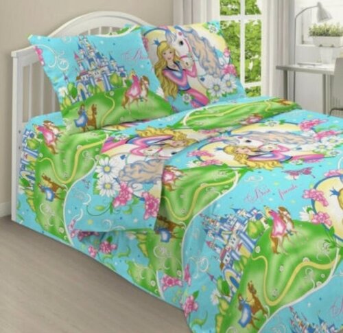 Изображение товара Комплект постельного белья 1,5 спальный, 100% хлопок поплин, 1 наволочка 70x70 Текстиль в детскую комнату и на подарок