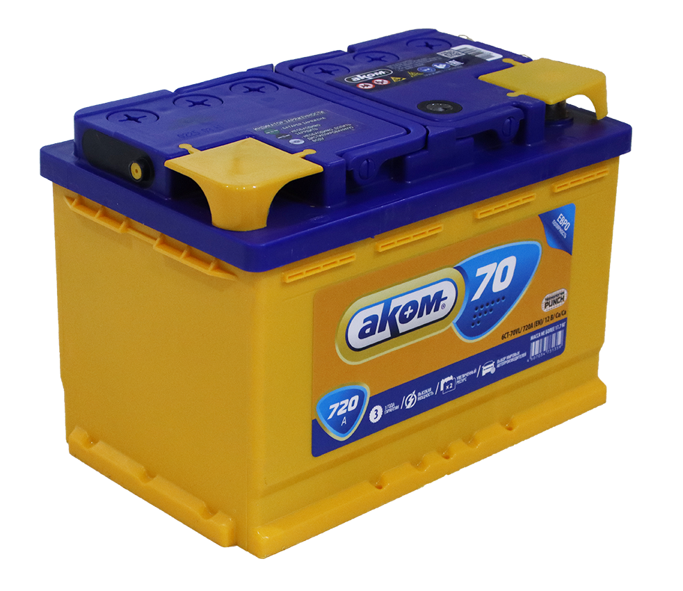 Аккумулятор AKOM 70 Ач 720 А (278х175х190) обратная полярность