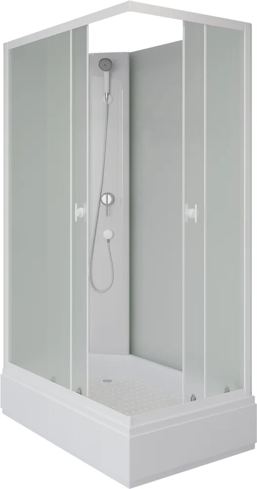 Душевая кабина Niagara Promo P100/80/26Q/MT/BK прямоугольная стеклянная 100x80 открытая (без крыши) с матовым стеклом без гидромассажа средний поддон с белым профилем