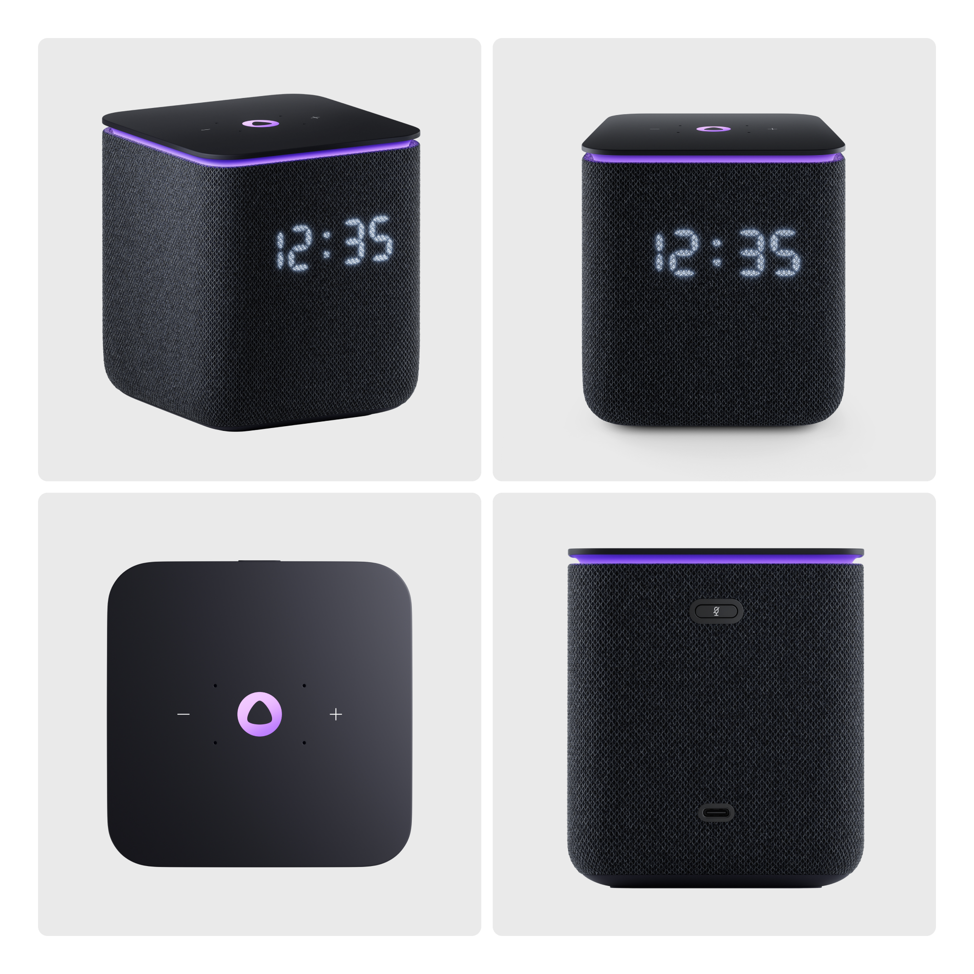 Умная колонка Яндекс станция Миди, Алиса, с часами и YandexGPT, 24 Вт, поддержка Zigbee, Black — фото 1