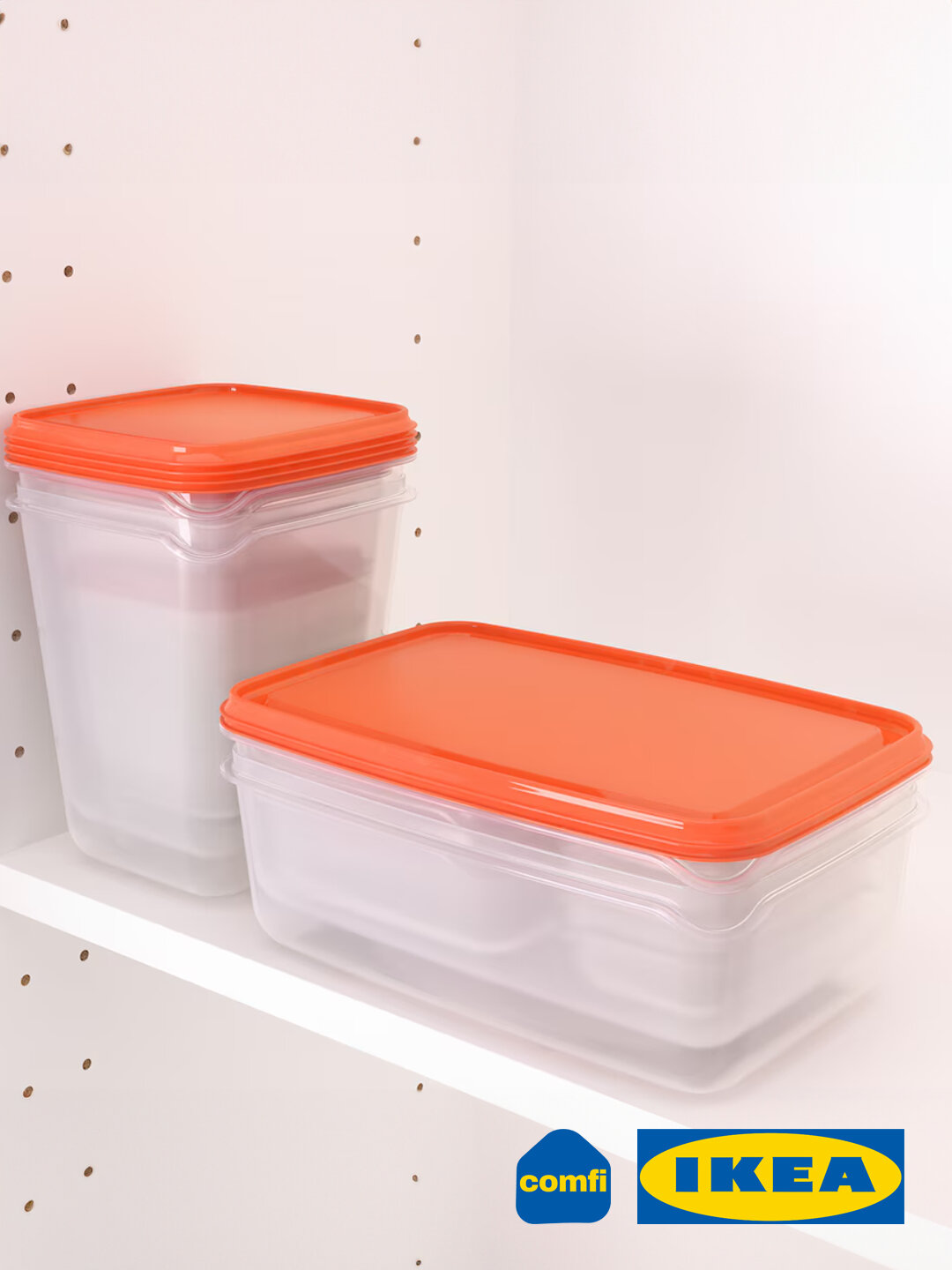 Набор контейнеров IKEA Pruta, оранжевый, 17 шт — фото 1