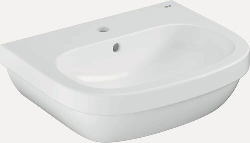 Изображение товара Раковина подвесная Grohe Euro Ceramic 39336000 55 фарфоровая, раковина для ванной, белая, полукруглая, со встроенным сливом-переливом
