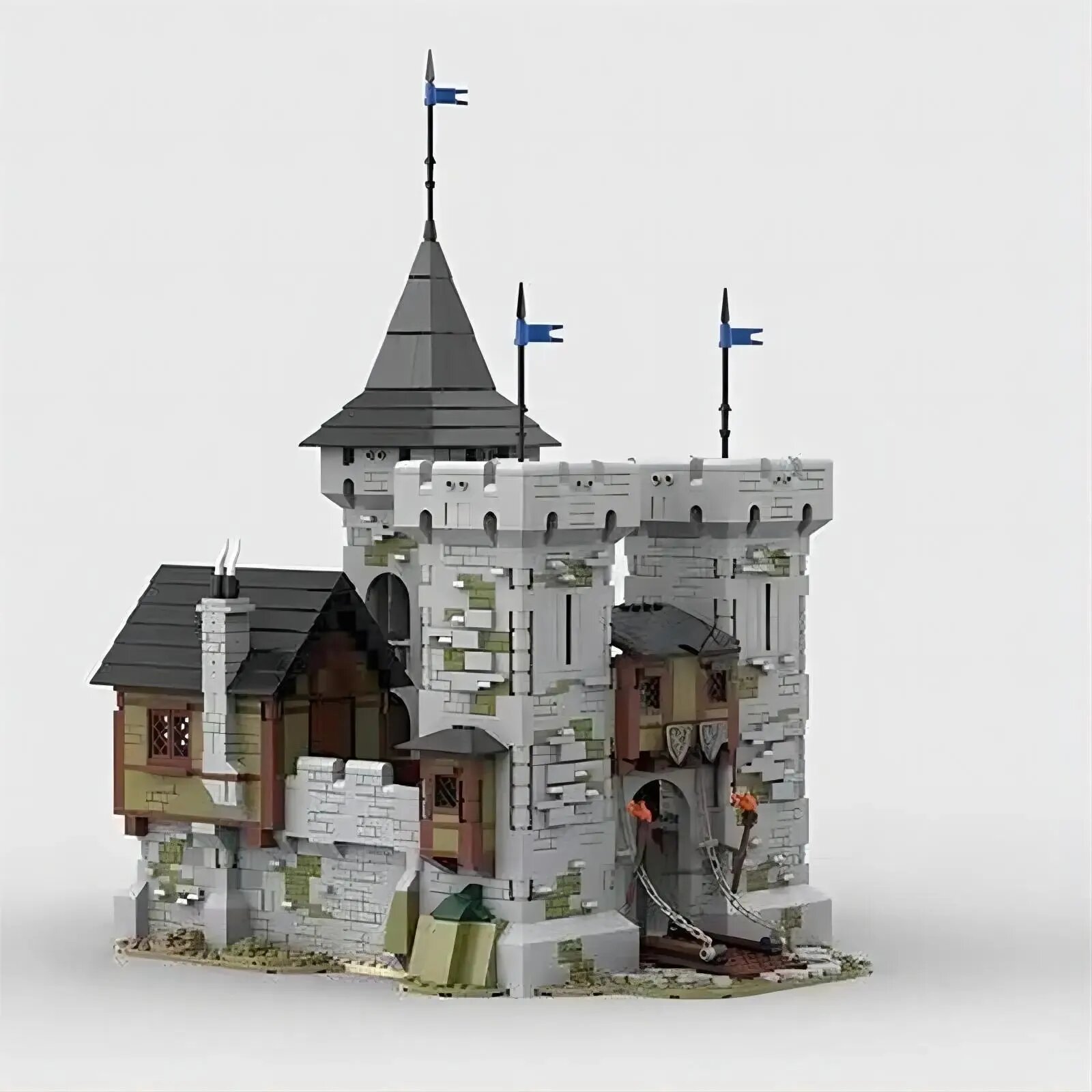 2218 шт. MOC замок архитектурная сцена среднего возраста черная модель фасона Outpost