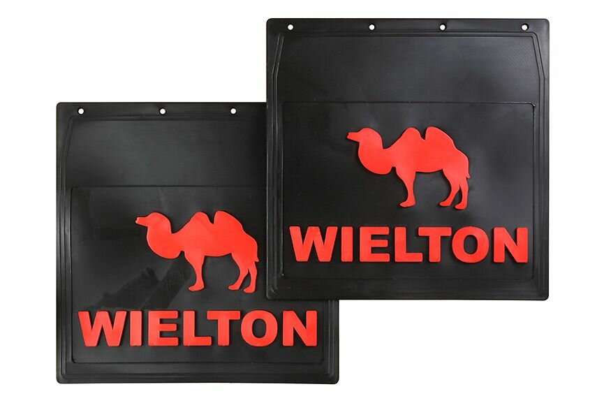 Брызговики на прицеп WIELTON "Верблюд" 400*400 черная резина с красным рисунком