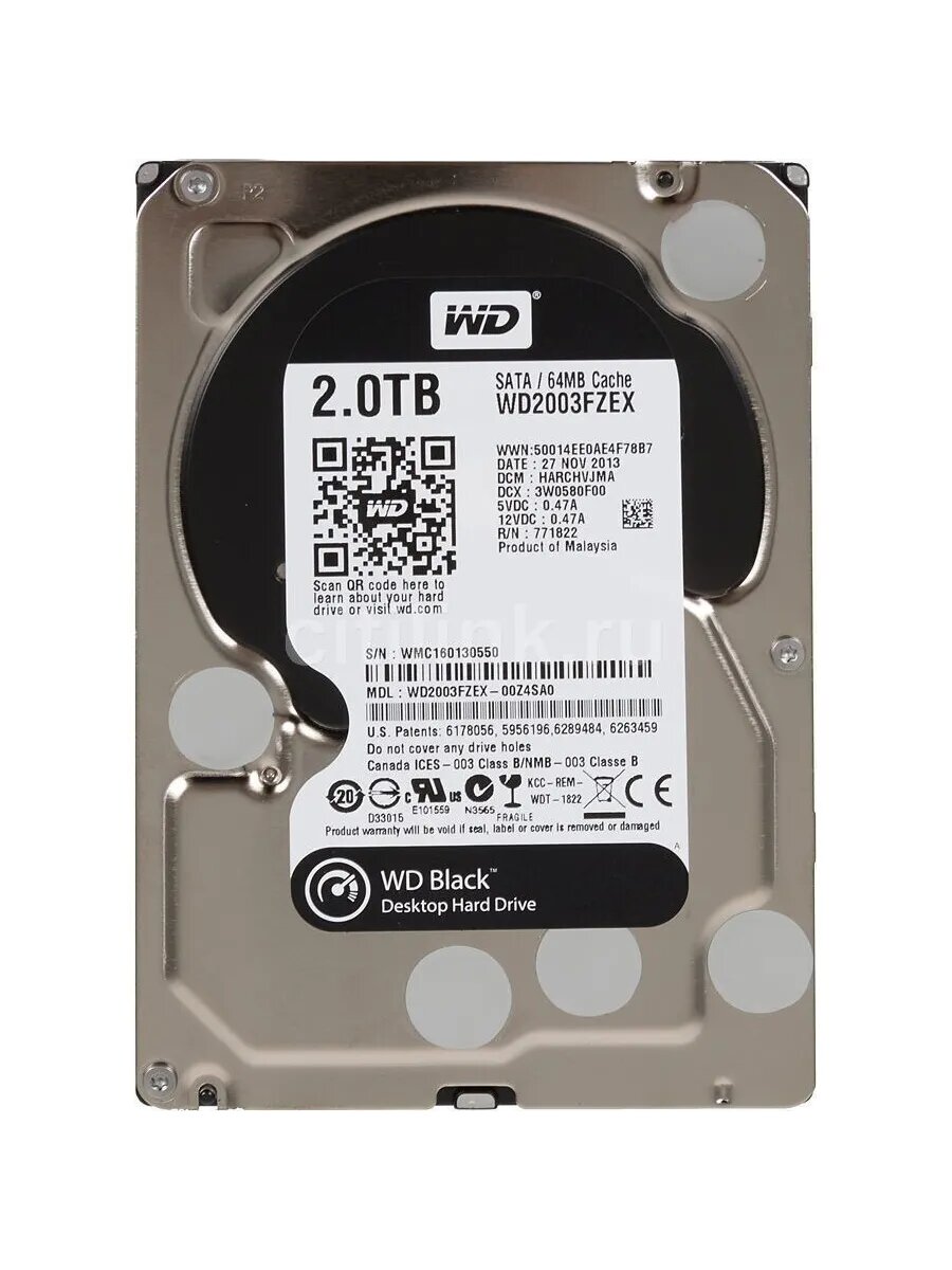 2 ТБ Жесткий диск Black WD2003FZEX - 7200 об/мин