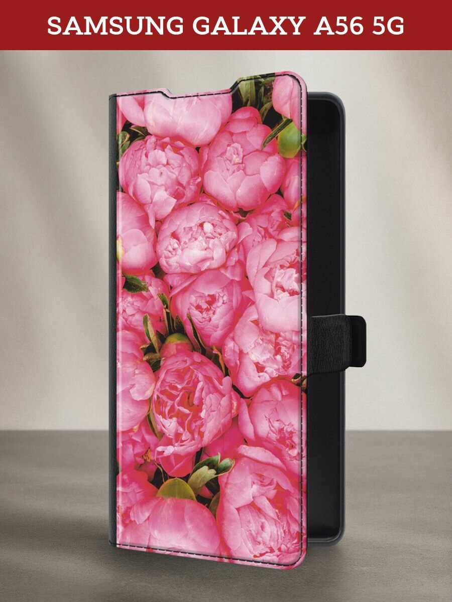 Чехол-книжка на Samsung A56 5G / Самсунг А56 5G с рисунком "Прекрасные пионы"