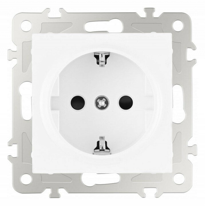 Розетка с заземлением и со шторкой, без рамки Arte Milano am-206 206.40-1. white